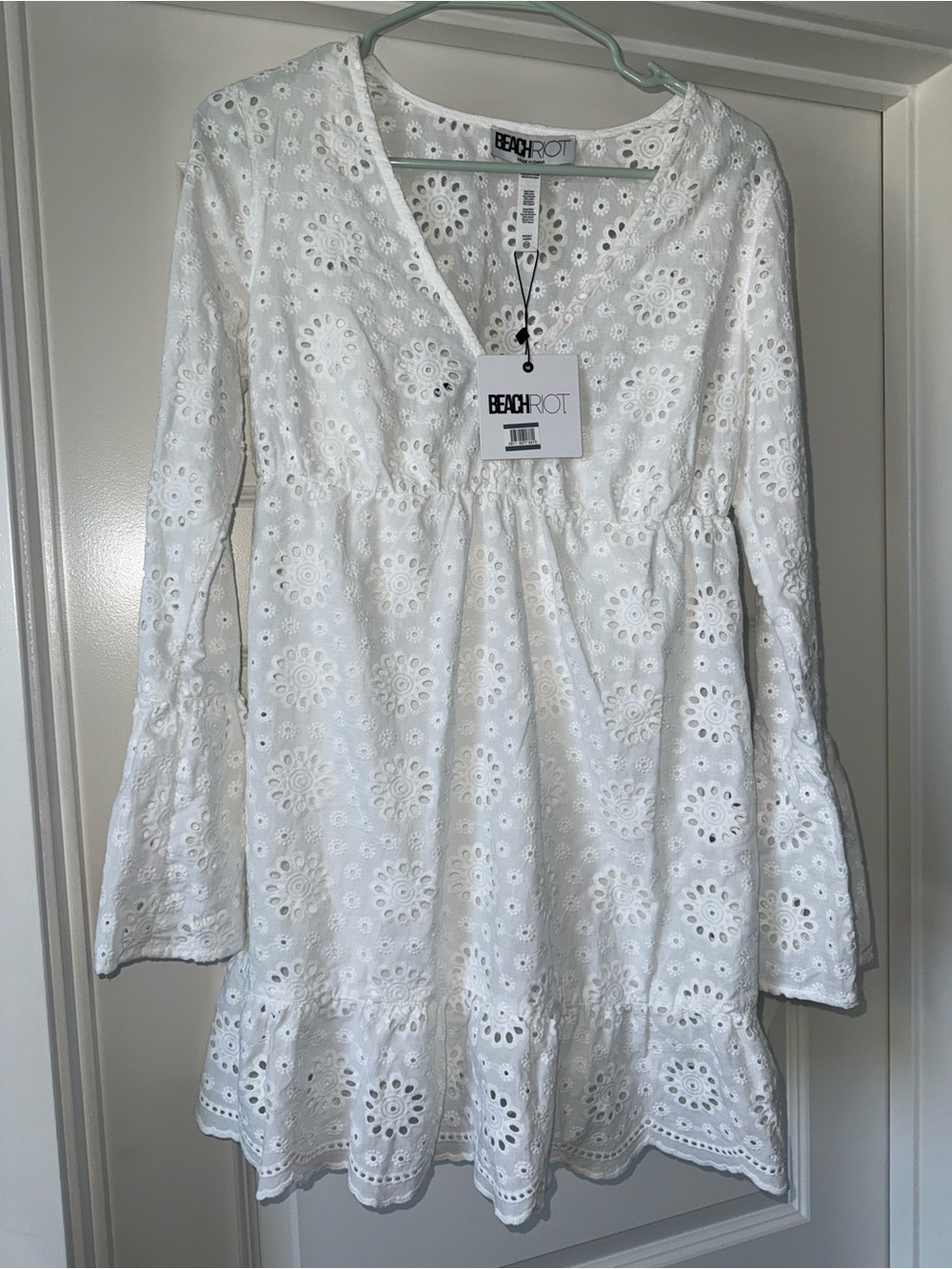 NWT Beach Riot White Magnolia Eyelet Delaney Coverup Mini Dress XS